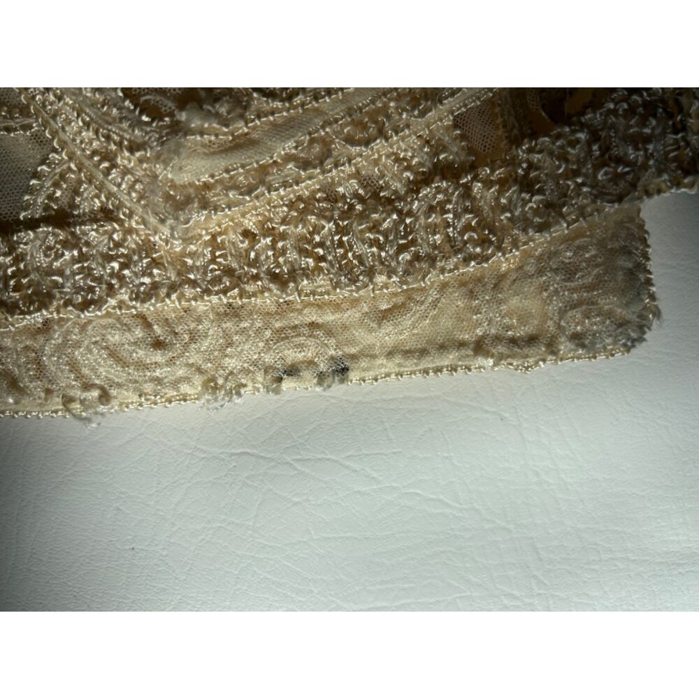 Vintage Womens XL Cardigan Ivory Embroidered Ornate Detailing Button-up Sheer - Picture 7 of 11